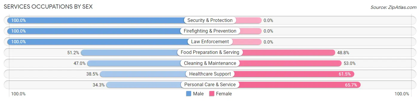 Services Occupations by Sex in Lyndhurst
