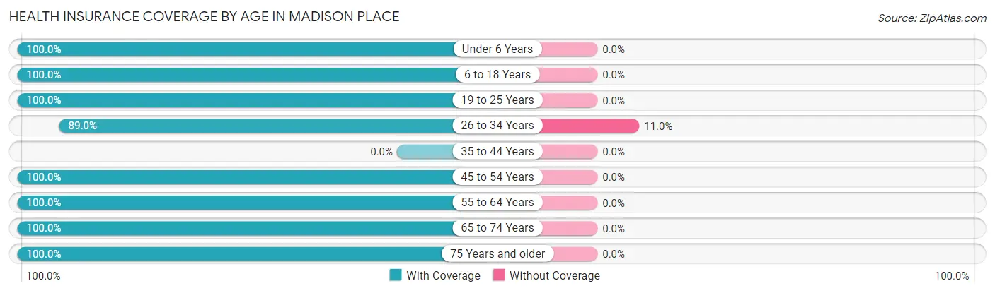 Health Insurance Coverage by Age in Madison Place