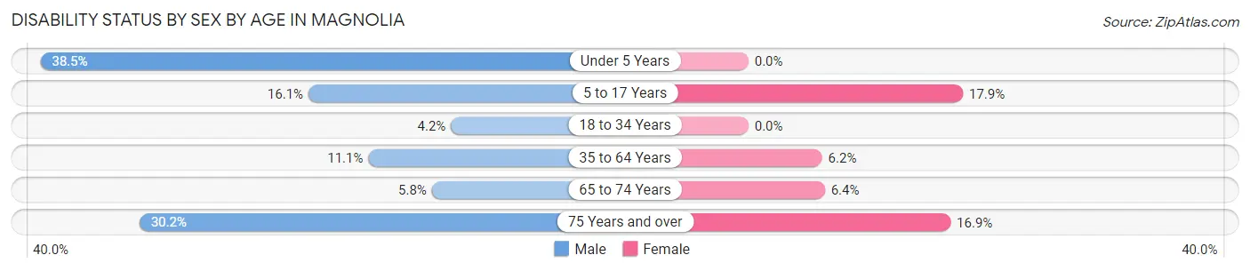 Disability Status by Sex by Age in Magnolia