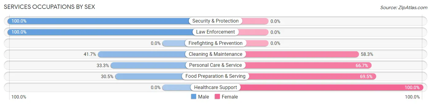 Services Occupations by Sex in Magnolia