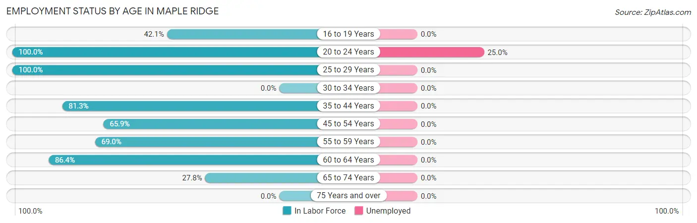 Employment Status by Age in Maple Ridge