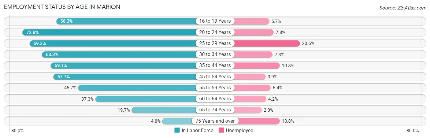 Employment Status by Age in Marion