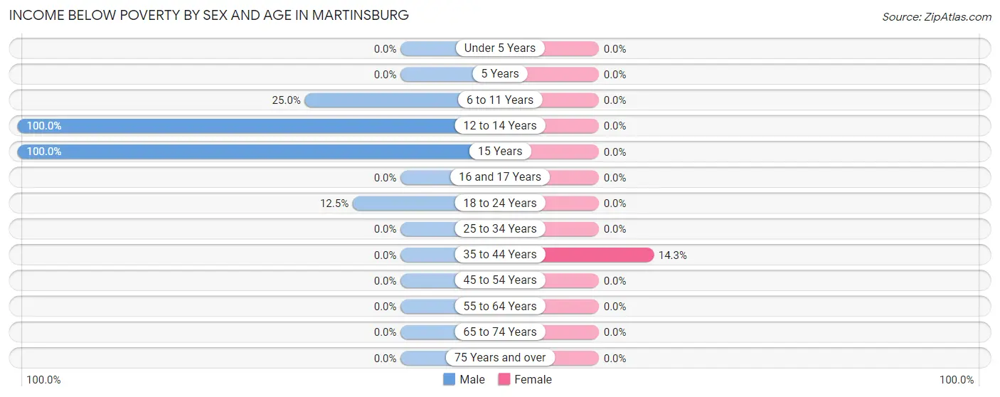 Income Below Poverty by Sex and Age in Martinsburg