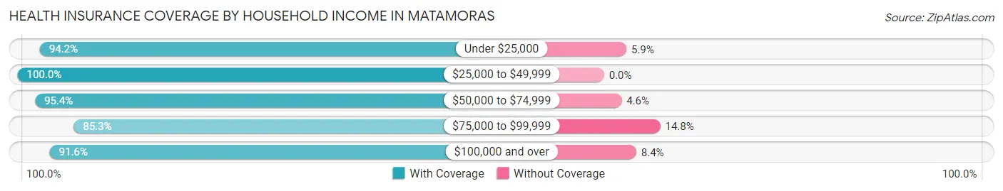Health Insurance Coverage by Household Income in Matamoras