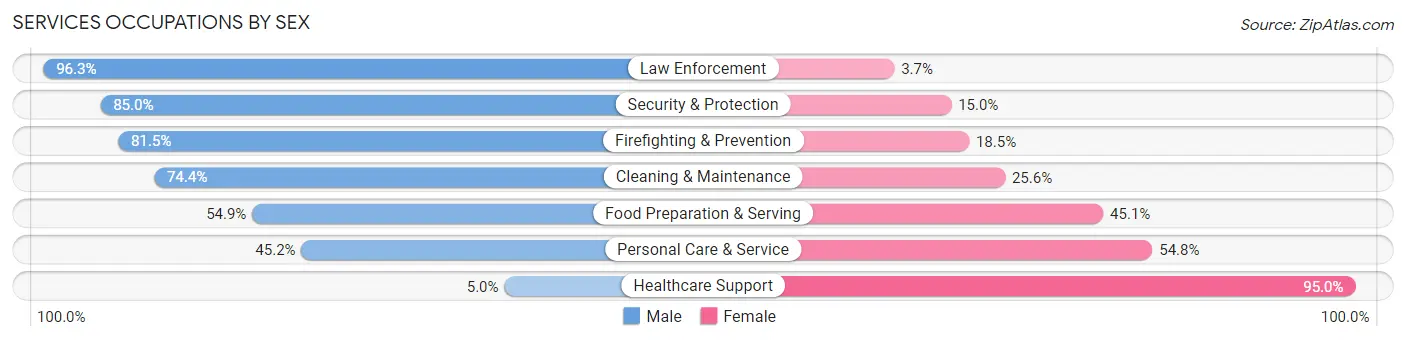 Services Occupations by Sex in Maumee