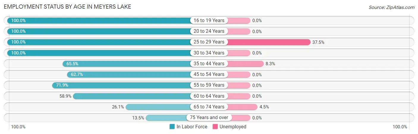 Employment Status by Age in Meyers Lake