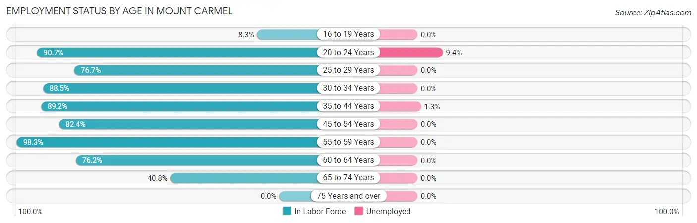 Employment Status by Age in Mount Carmel