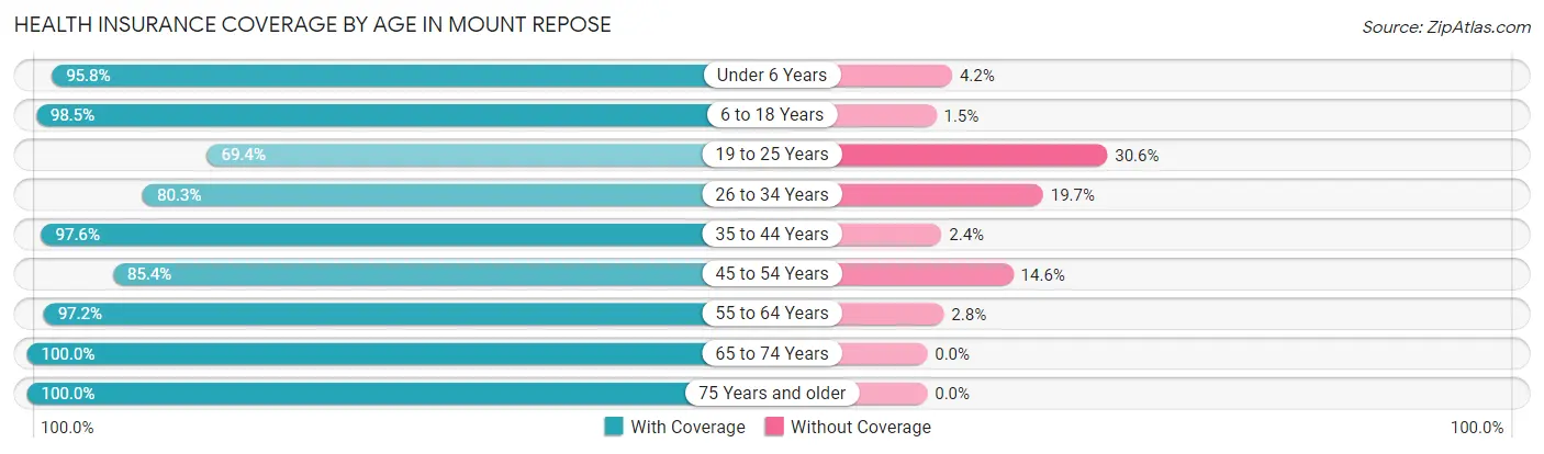 Health Insurance Coverage by Age in Mount Repose