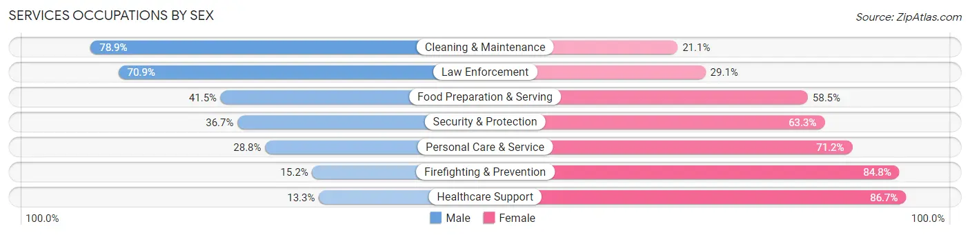 Services Occupations by Sex in Mount Vernon