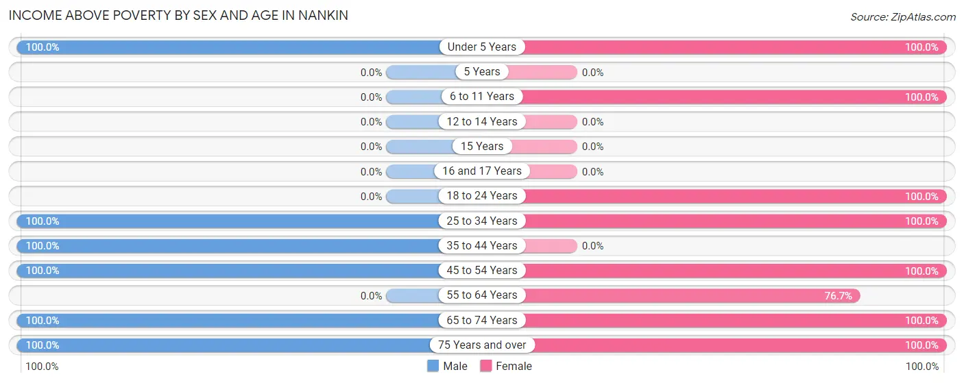 Income Above Poverty by Sex and Age in Nankin