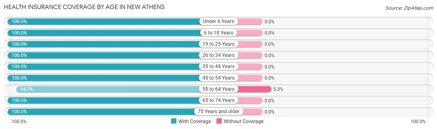 Health Insurance Coverage by Age in New Athens