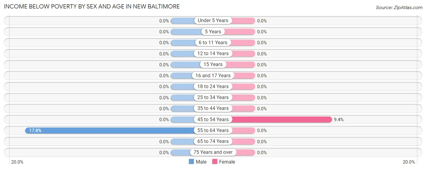 Income Below Poverty by Sex and Age in New Baltimore