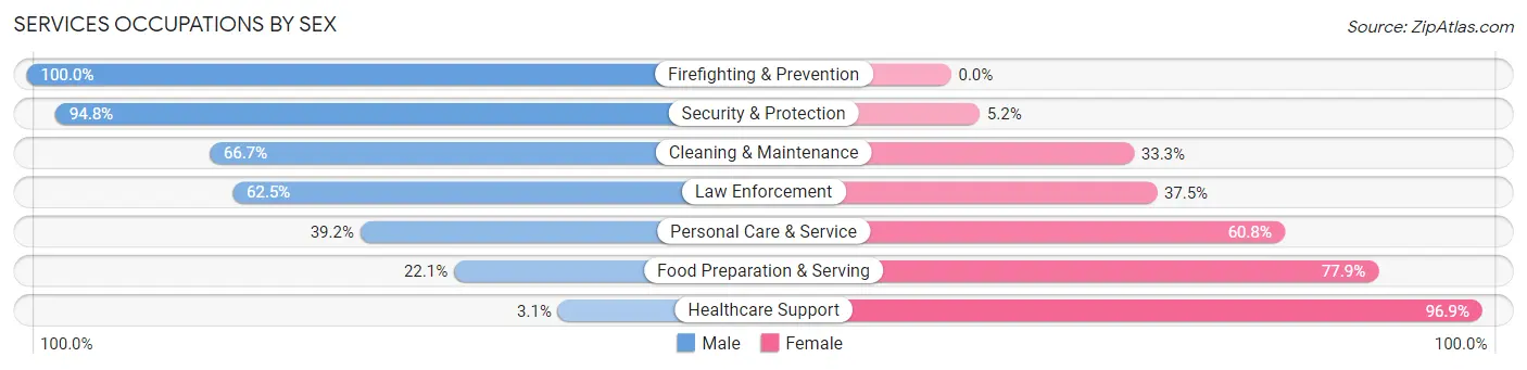 Services Occupations by Sex in New Franklin