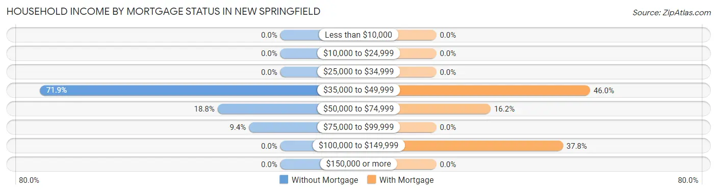 Household Income by Mortgage Status in New Springfield