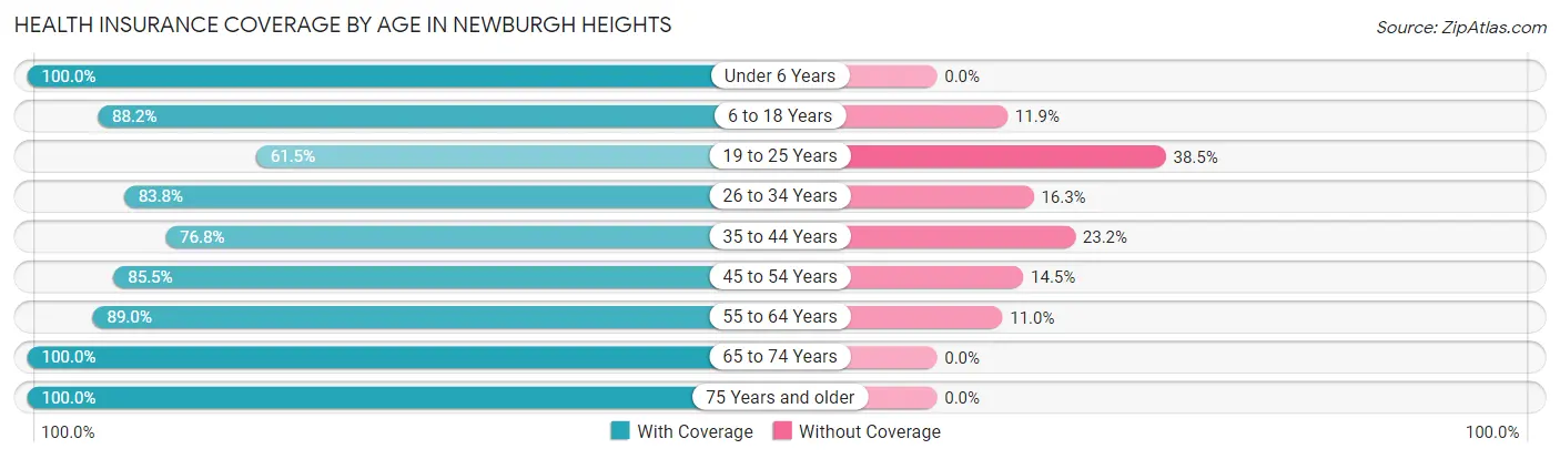 Health Insurance Coverage by Age in Newburgh Heights