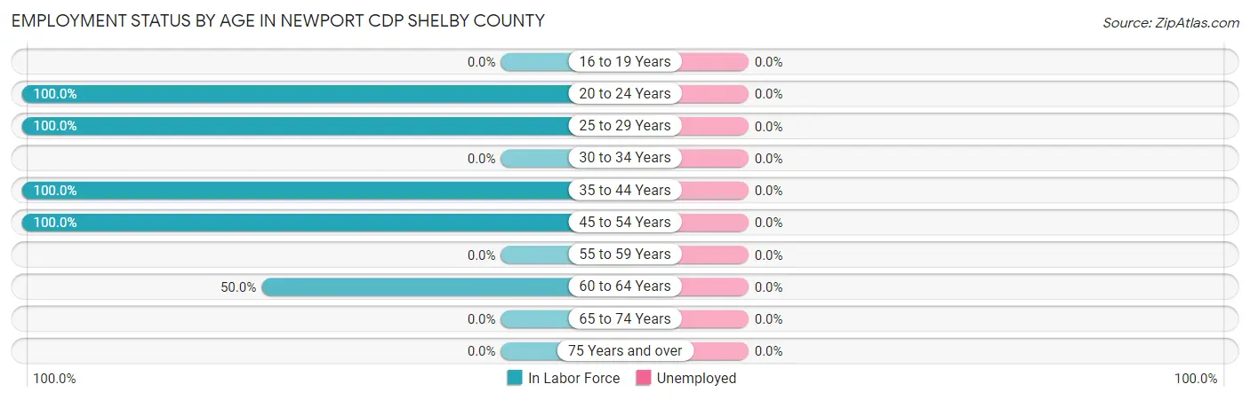Employment Status by Age in Newport CDP Shelby County