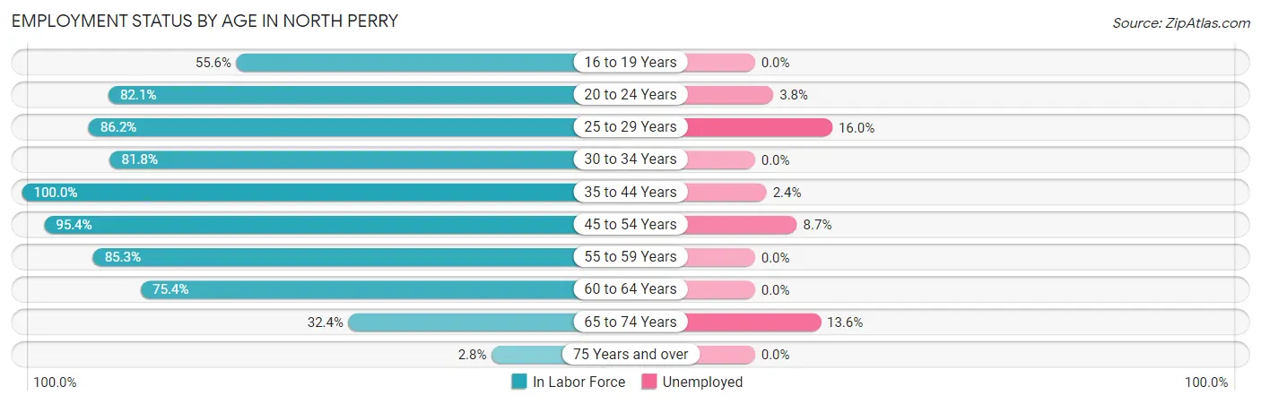 Employment Status by Age in North Perry