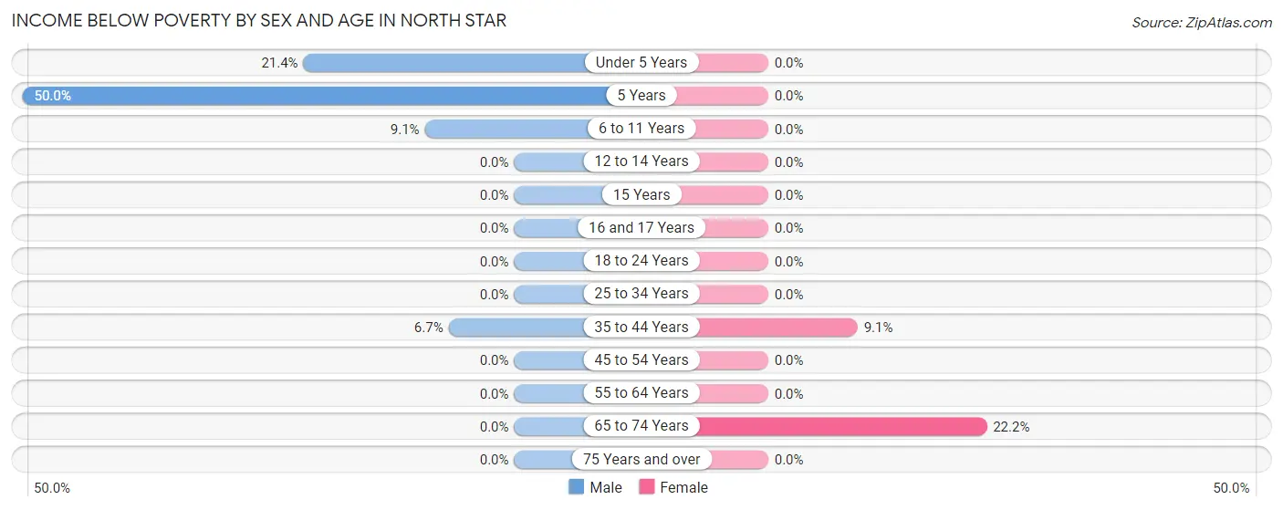 Income Below Poverty by Sex and Age in North Star