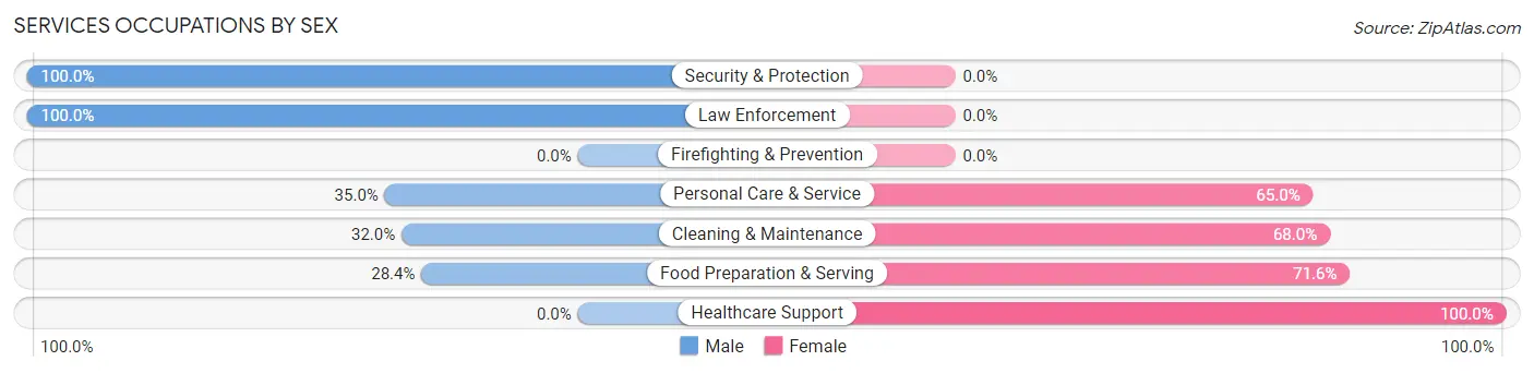 Services Occupations by Sex in Northridge