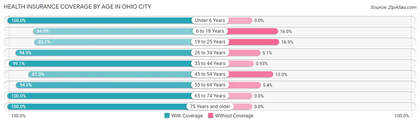 Health Insurance Coverage by Age in Ohio City