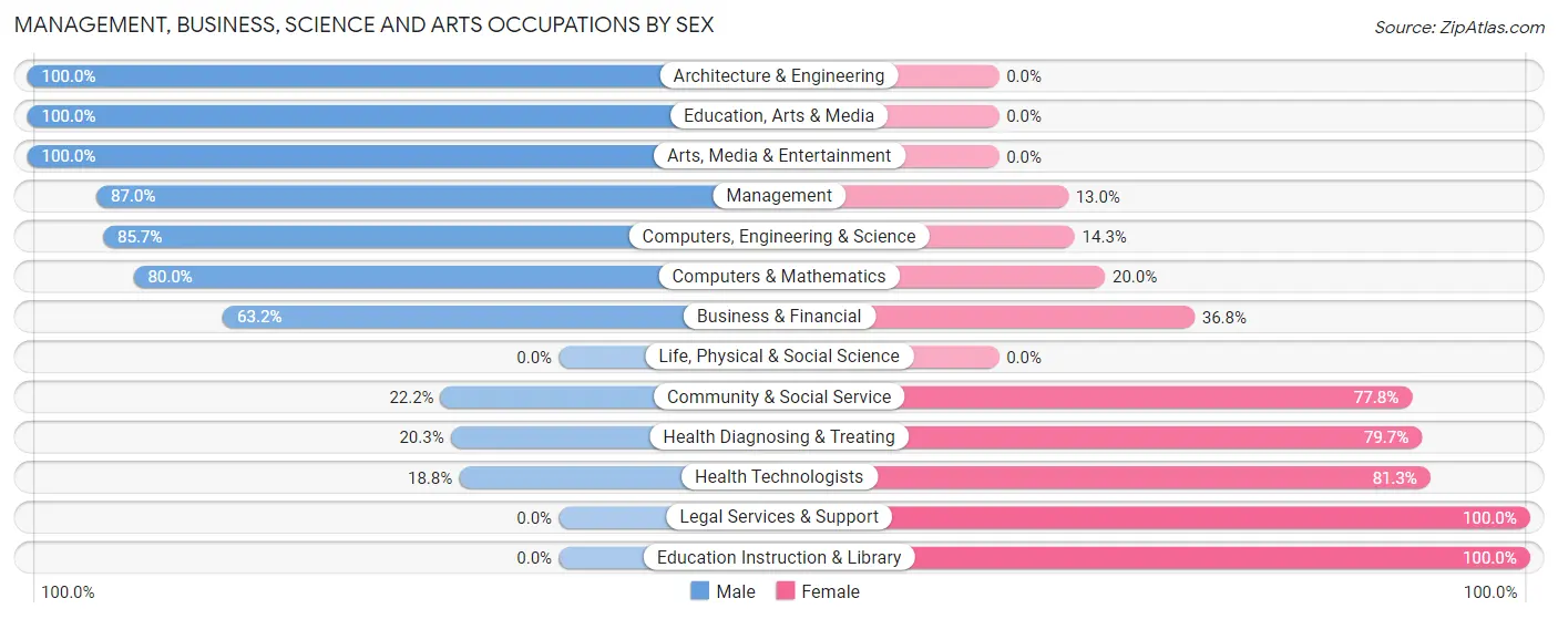 Management, Business, Science and Arts Occupations by Sex in Ottoville