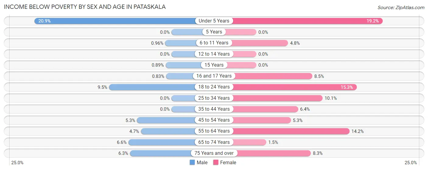 Income Below Poverty by Sex and Age in Pataskala