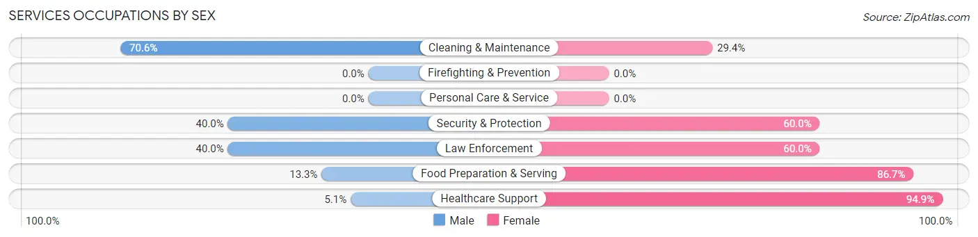 Services Occupations by Sex in Pleasant City