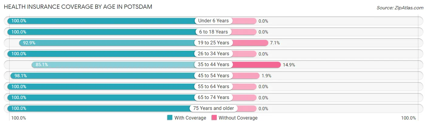 Health Insurance Coverage by Age in Potsdam