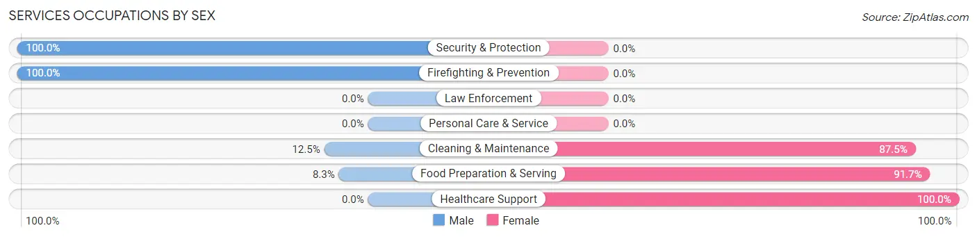 Services Occupations by Sex in Potsdam