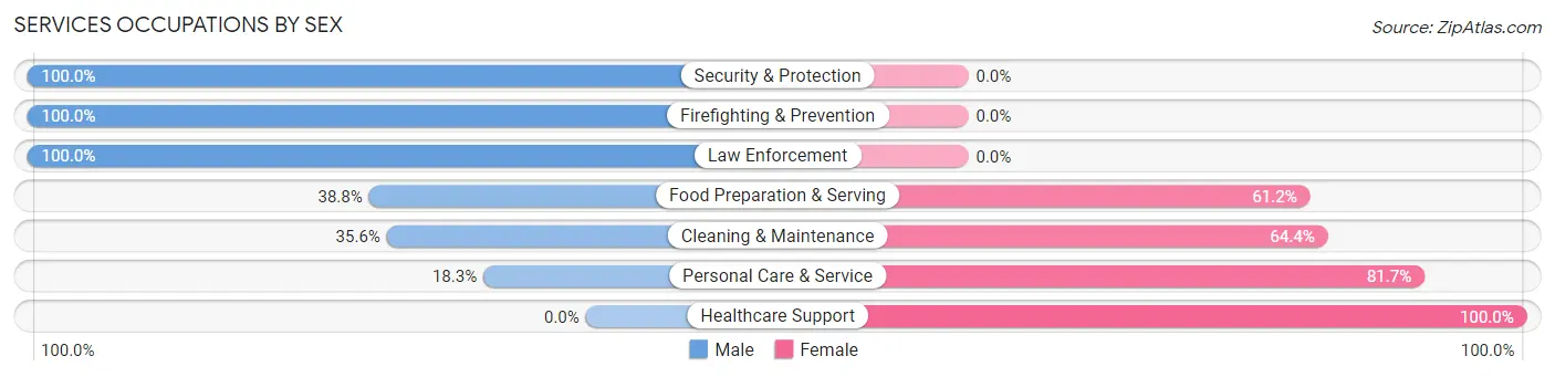 Services Occupations by Sex in Powell
