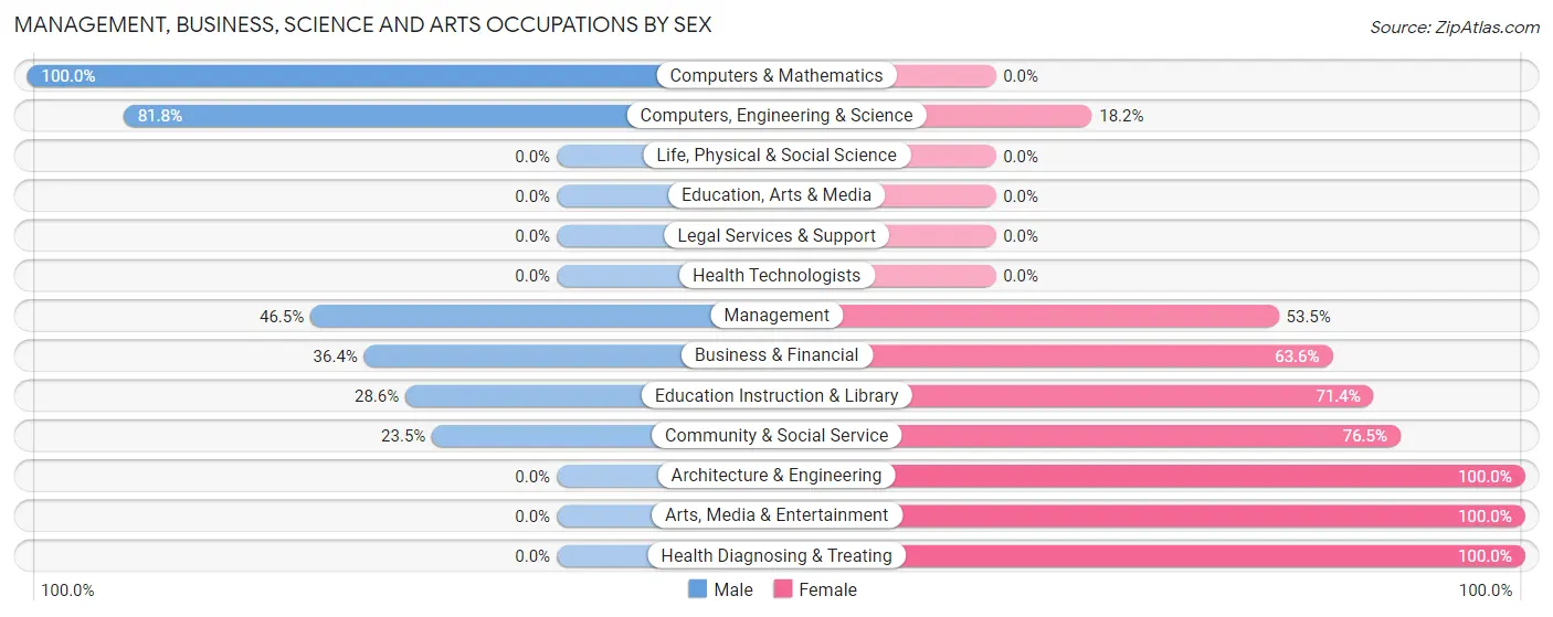 Management, Business, Science and Arts Occupations by Sex in Rio Grande