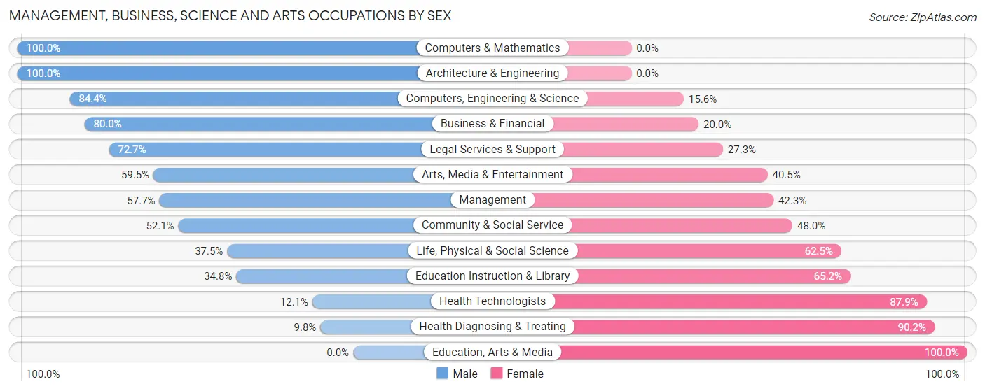 Management, Business, Science and Arts Occupations by Sex in Riverlea