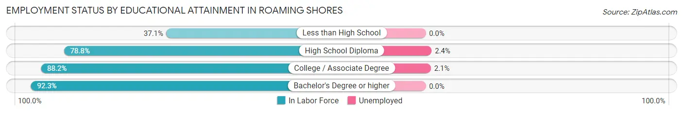 Employment Status by Educational Attainment in Roaming Shores