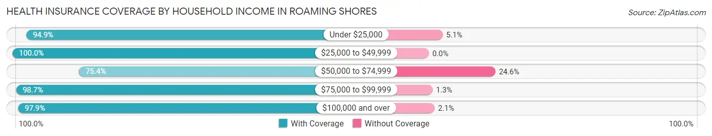 Health Insurance Coverage by Household Income in Roaming Shores