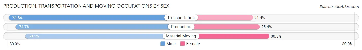 Production, Transportation and Moving Occupations by Sex in Rockford