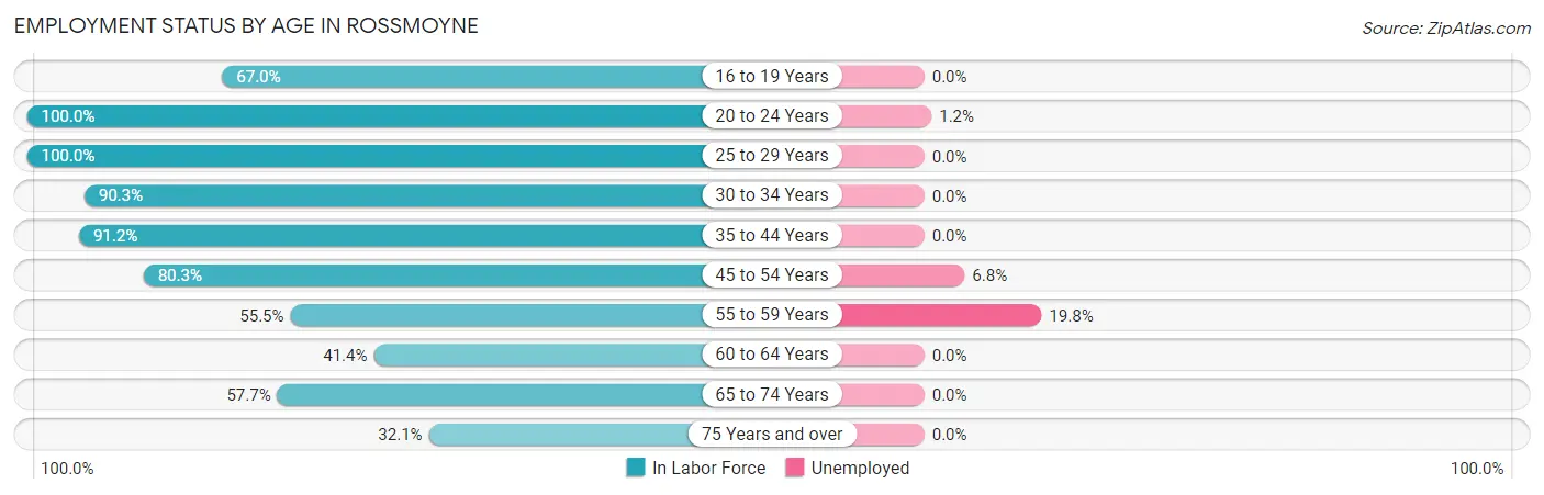 Employment Status by Age in Rossmoyne