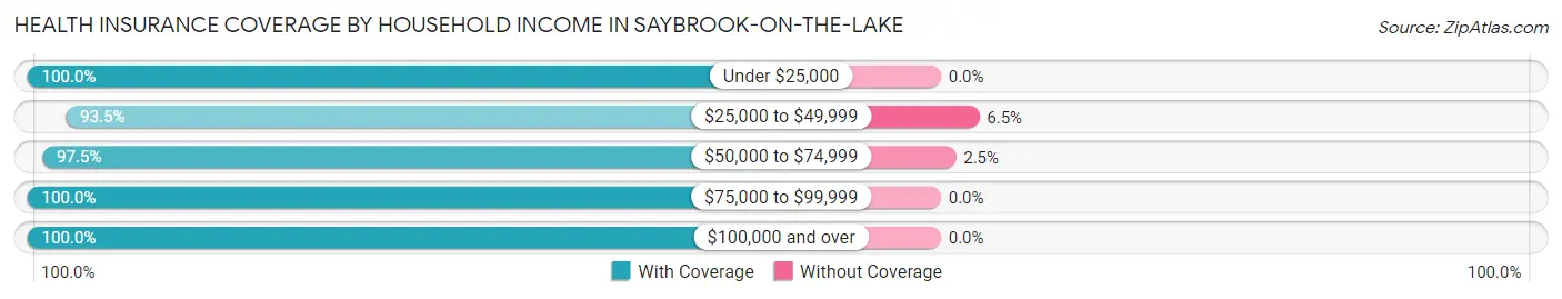 Health Insurance Coverage by Household Income in Saybrook-on-the-Lake