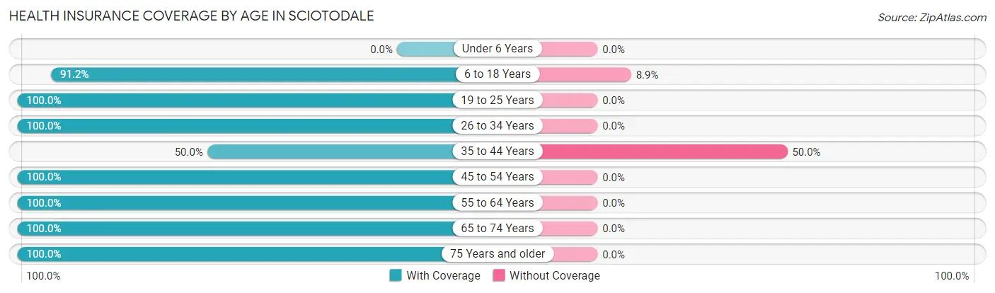 Health Insurance Coverage by Age in Sciotodale