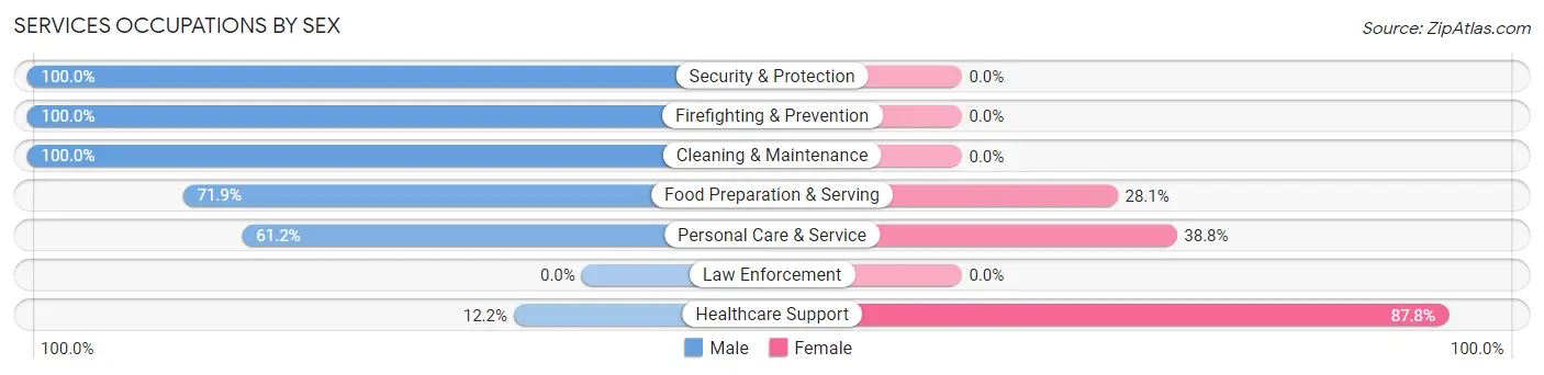 Services Occupations by Sex in St Paris