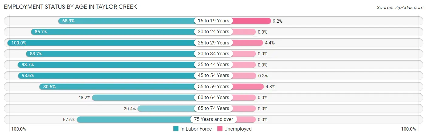 Employment Status by Age in Taylor Creek