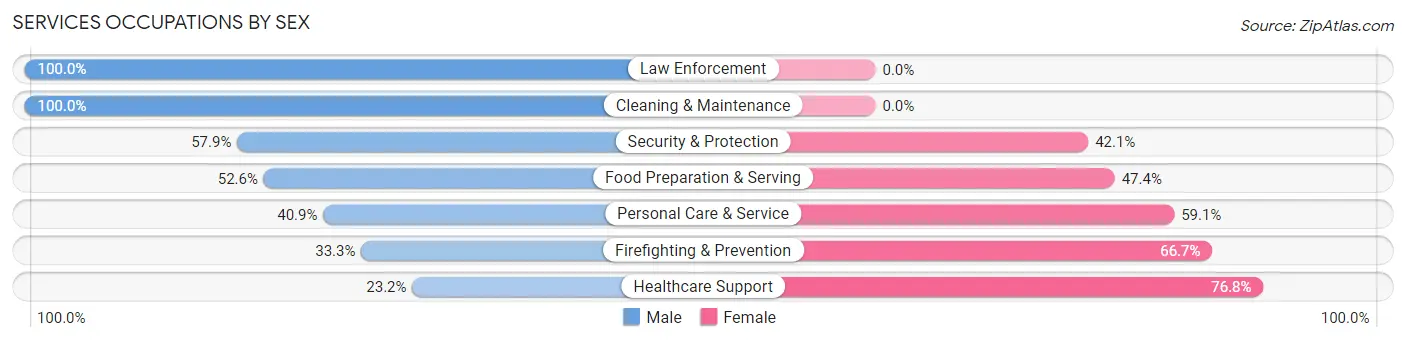 Services Occupations by Sex in Taylor Creek