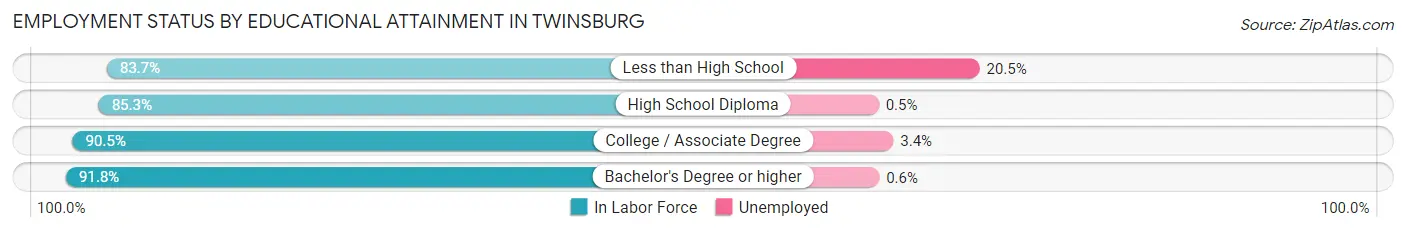 Employment Status by Educational Attainment in Twinsburg