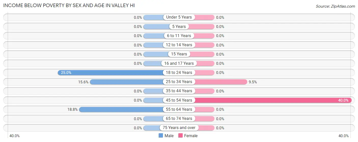 Income Below Poverty by Sex and Age in Valley Hi