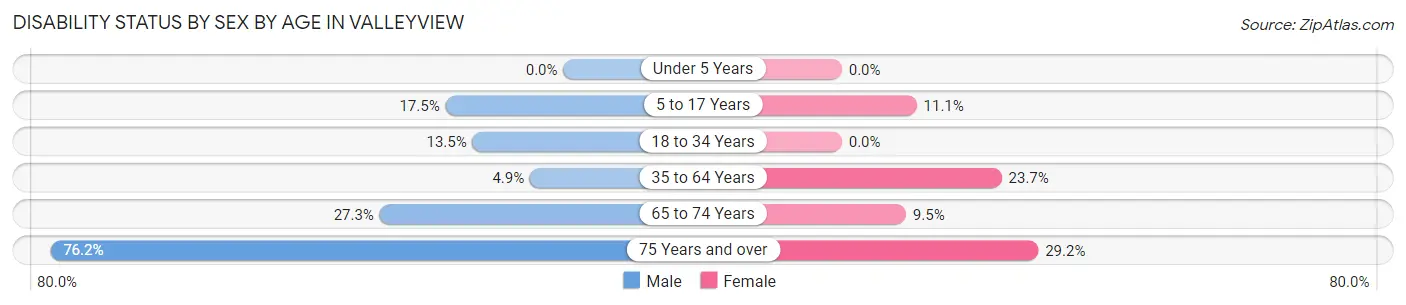 Disability Status by Sex by Age in Valleyview