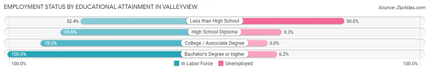 Employment Status by Educational Attainment in Valleyview