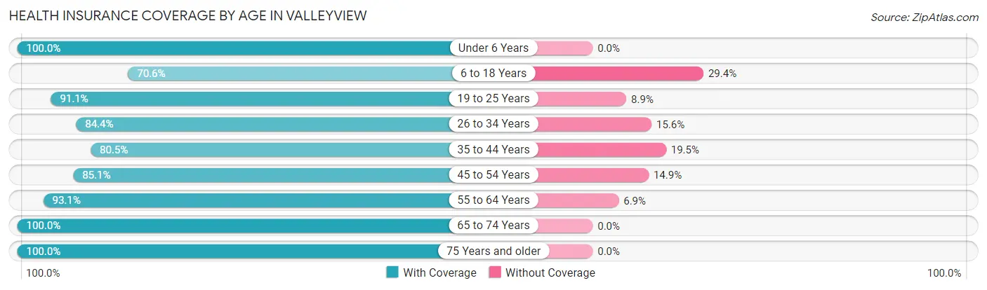 Health Insurance Coverage by Age in Valleyview