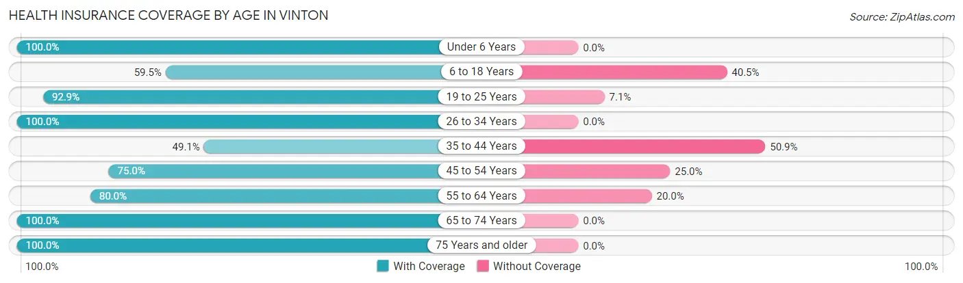 Health Insurance Coverage by Age in Vinton