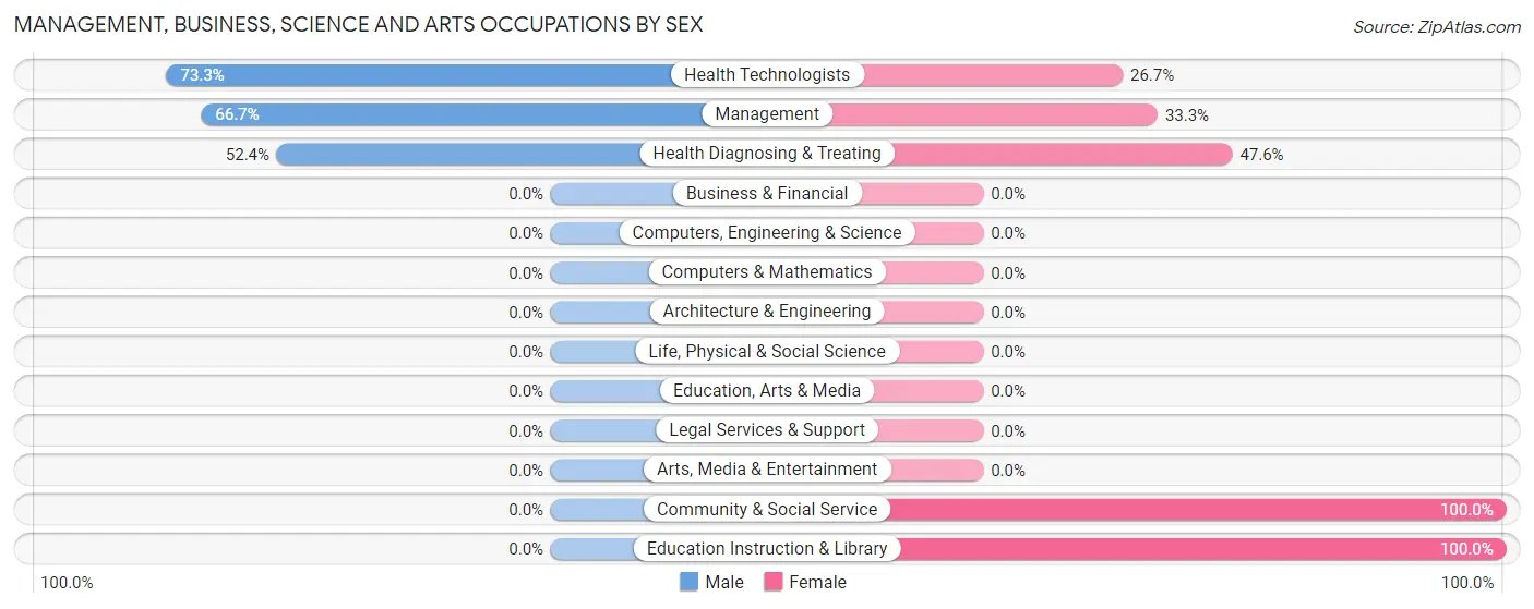 Management, Business, Science and Arts Occupations by Sex in Vinton