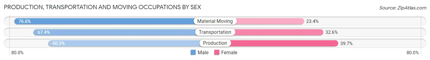 Production, Transportation and Moving Occupations by Sex in Warren