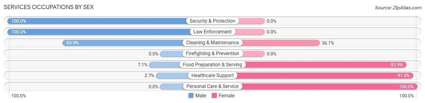 Services Occupations by Sex in Waynesburg